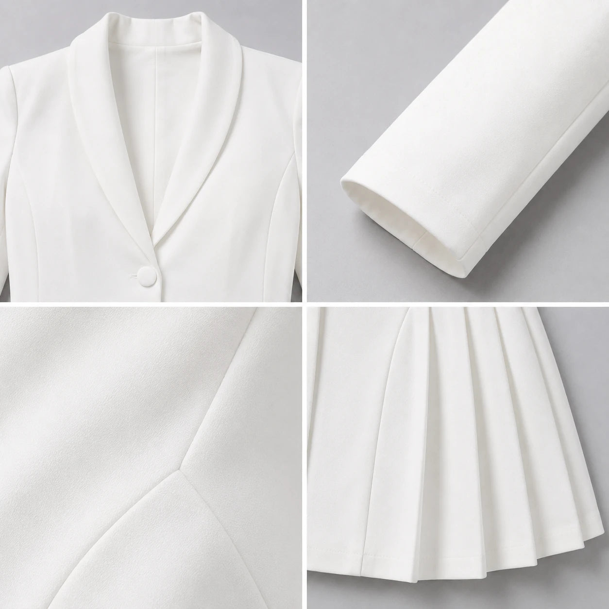 White Pleated Blazer Dress WHD0606192