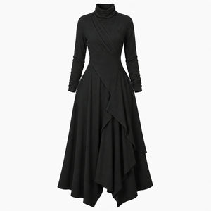 Asymmetric Turtleneck Maxi Dress WHD0606193