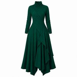 Asymmetric Turtleneck Maxi Dress WHD0606193
