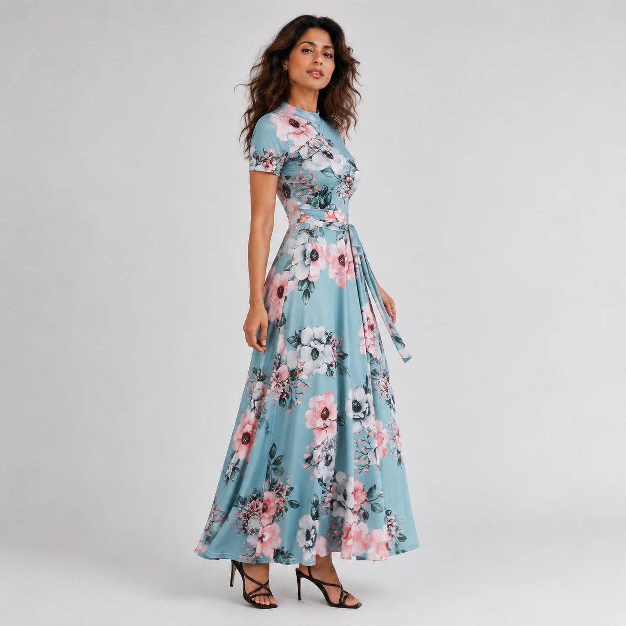 Floral Tie-Waist Maxi Dress WHD0606195