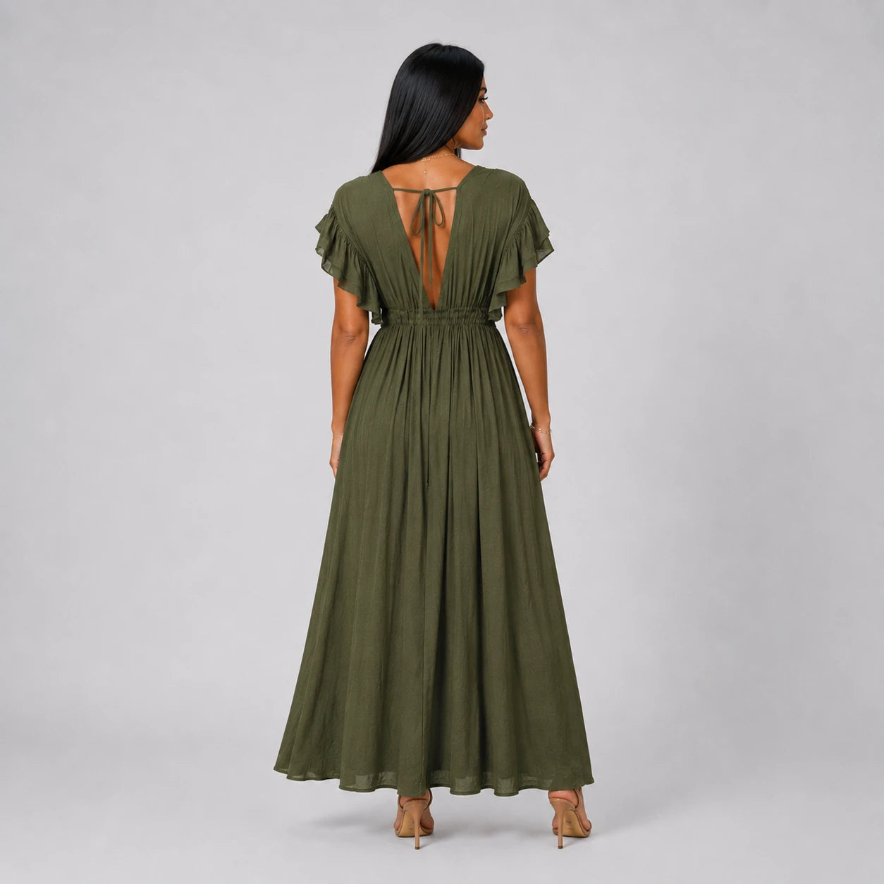 Ruffle Sleeve Maxi Dress WHD0606198