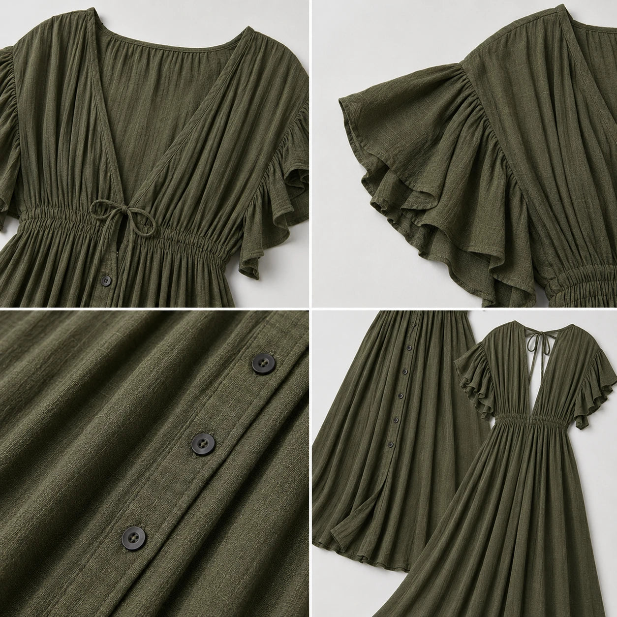 Ruffle Sleeve Maxi Dress WHD0606198
