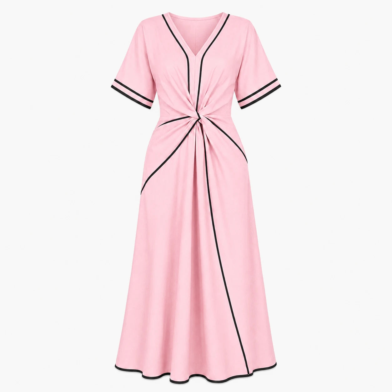 Contrast Piping Resort Dress WHD0606199