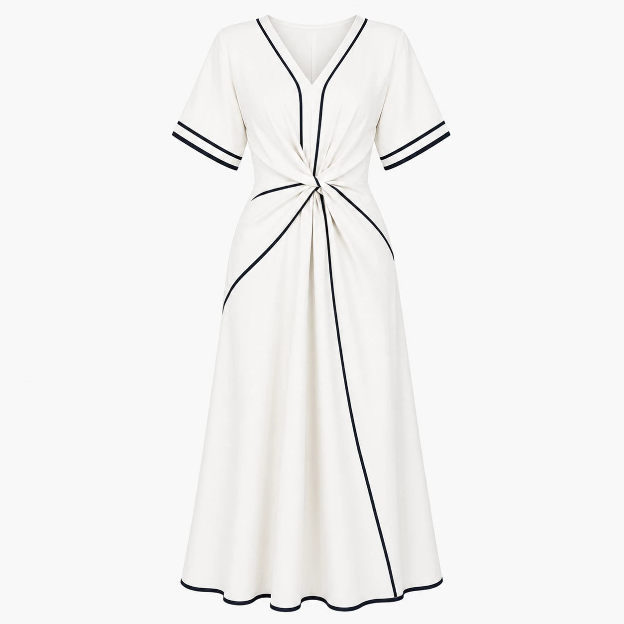 Contrast Piping Resort Dress WHD0606199