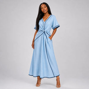 Contrast Piping Resort Dress WHD0606199