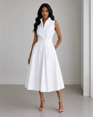 Sleeveless Collared Midi Dress WHD0606200
