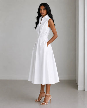 Sleeveless Collared Midi Dress WHD0606200