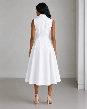 Sleeveless Collared Midi Dress WHD0606200