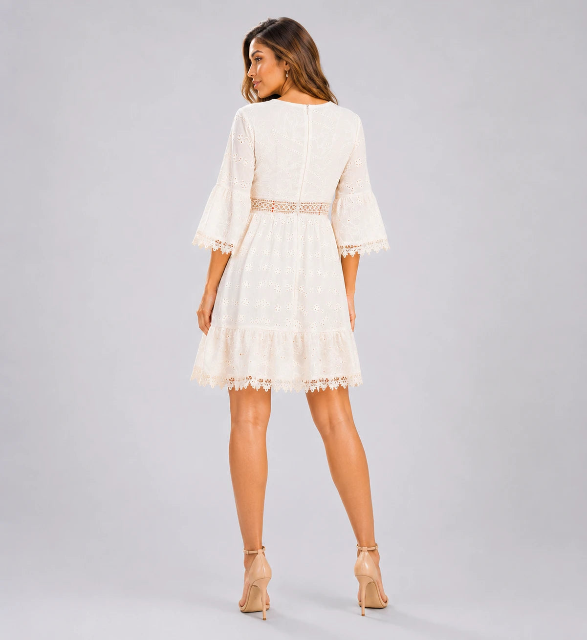 Eyelet Lace Tassel Mini Dress WHD0606201