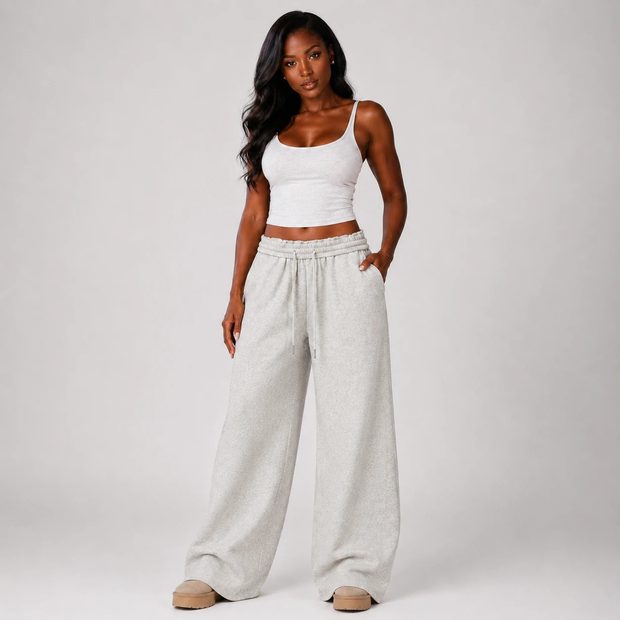 Drawstring Wide Leg Sweatpants WHD0606206