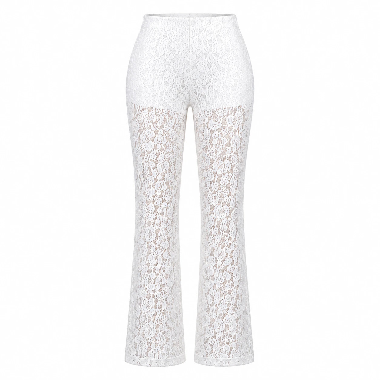 White Lace Flare Pants WHD0606211