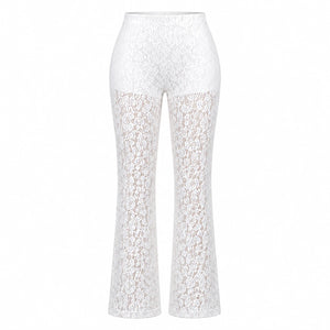 White Lace Flare Pants WHD0606211