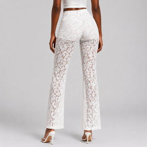 White Lace Flare Pants WHD0606211