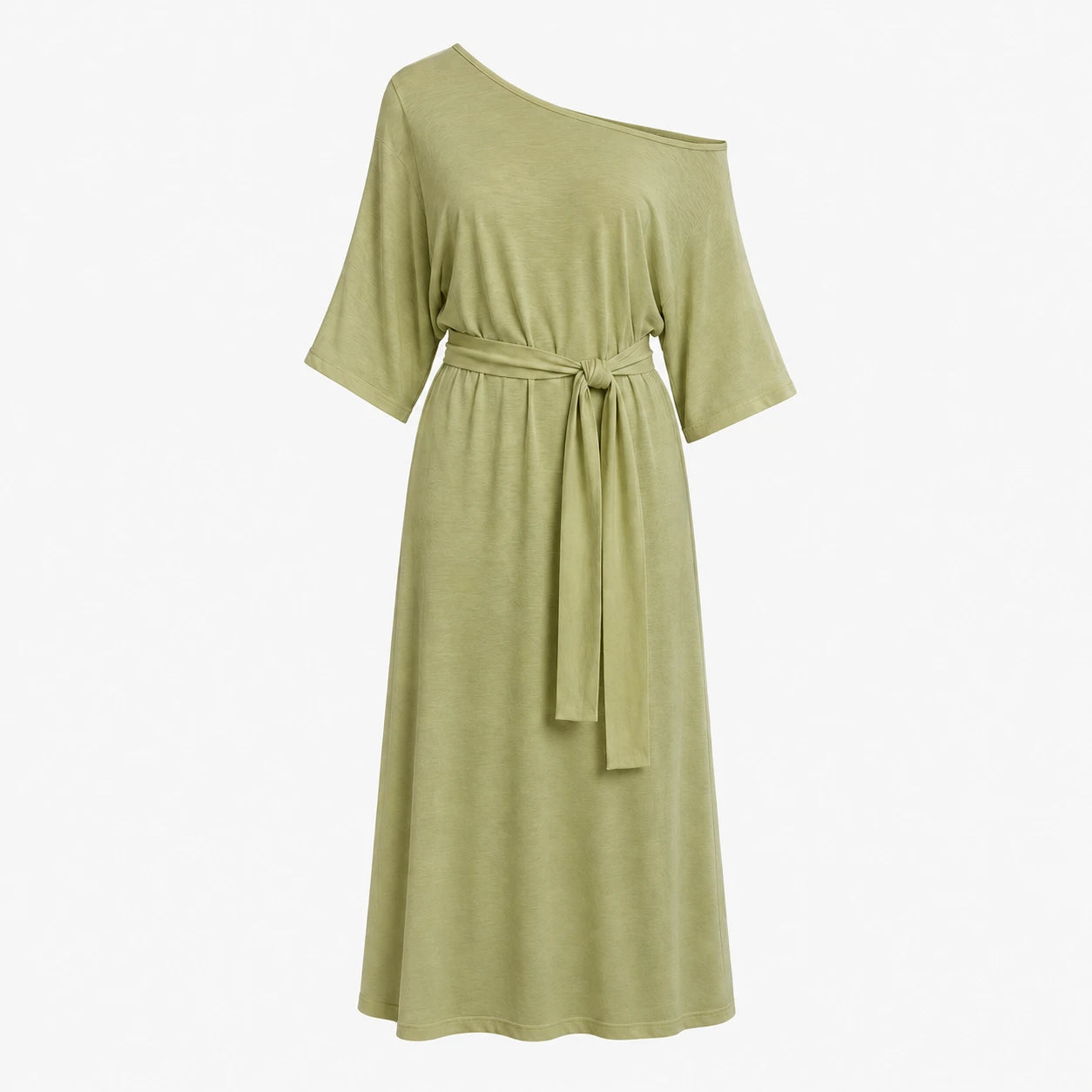 Off-Shoulder Belted Midi Dress WHD0606212