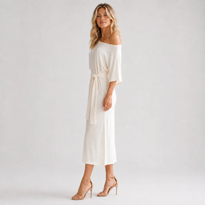 Off-Shoulder Belted Midi Dress WHD0606212