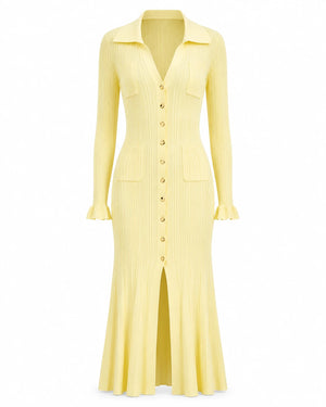 Ribbed Button Midi Dress WHD0606213