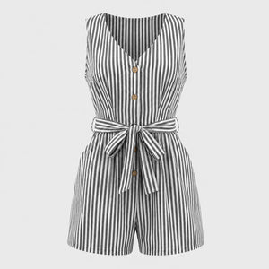 Striped Tie-Waist Romper WHD0606214