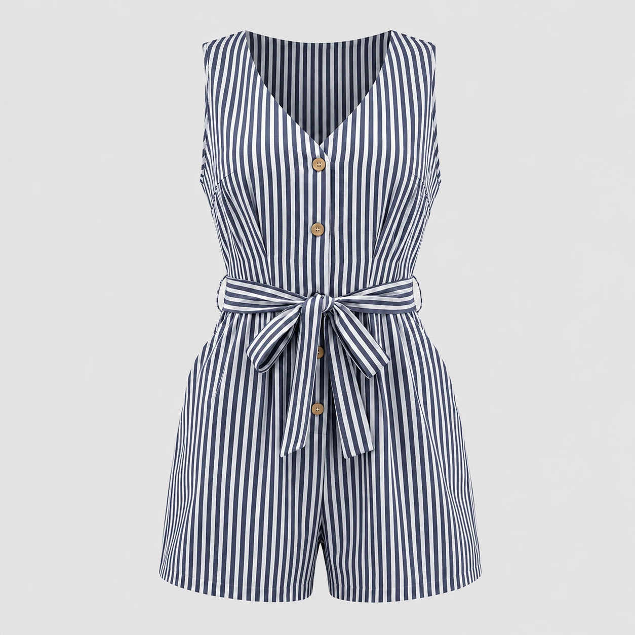 Striped Tie-Waist Romper WHD0606214
