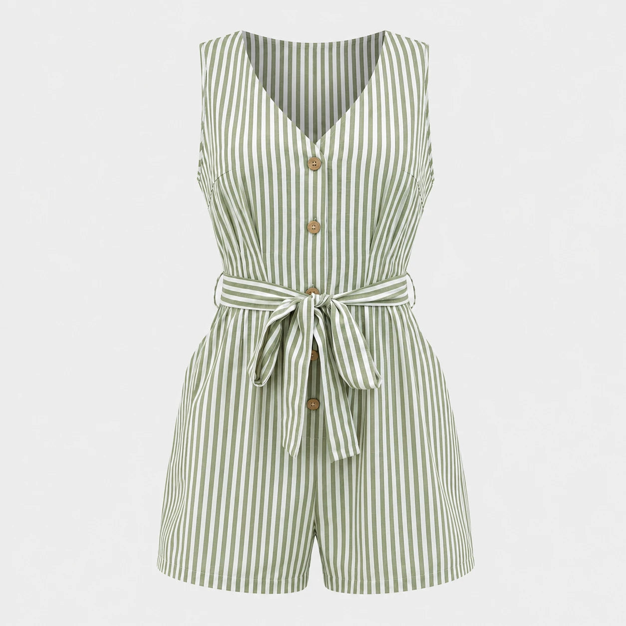 Striped Tie-Waist Romper WHD0606214