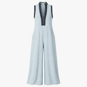 Contrast Trim Wide Leg Jumpsuit WHD0606216