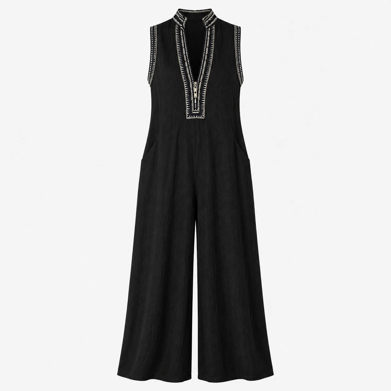 Contrast Trim Wide Leg Jumpsuit WHD0606216