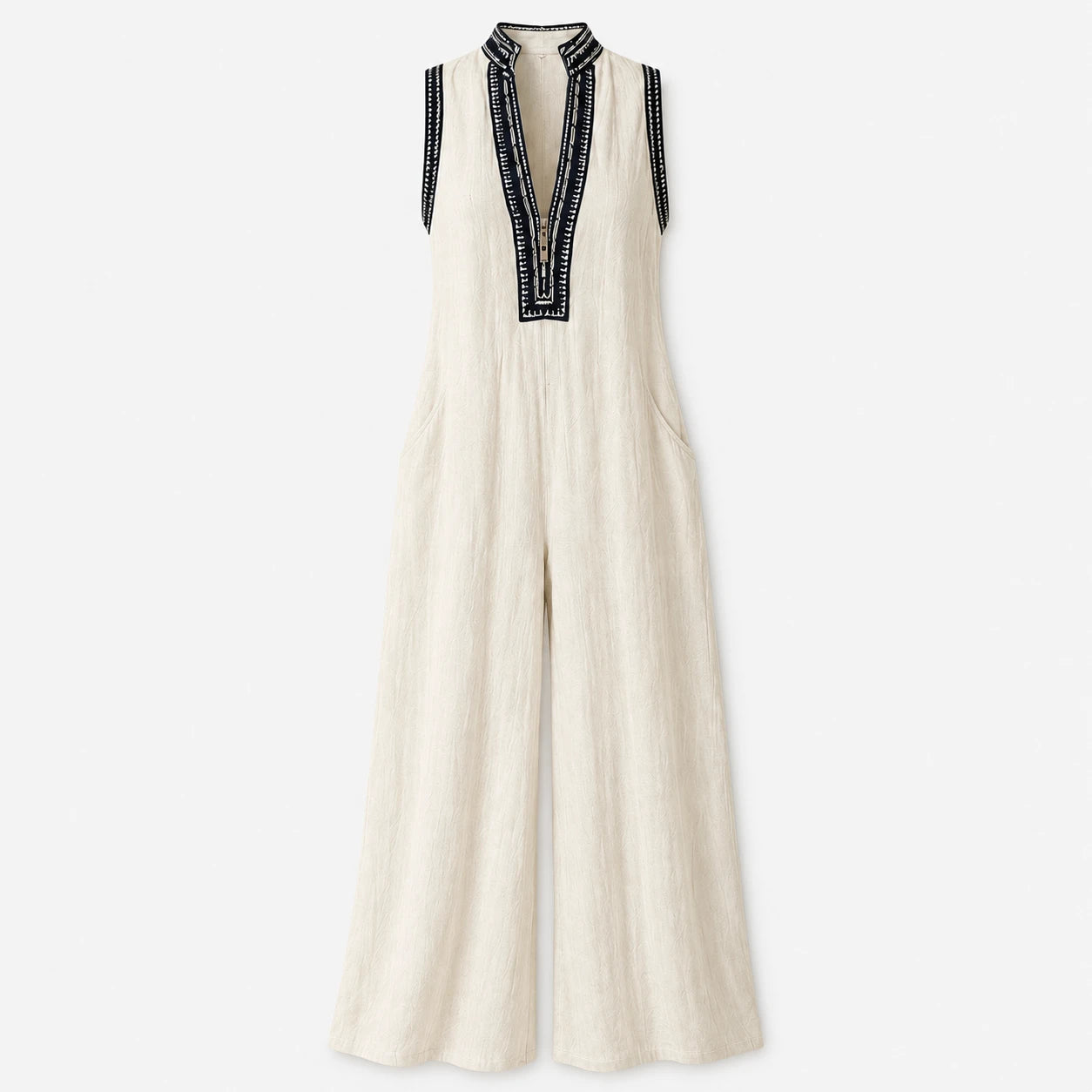 Contrast Trim Wide Leg Jumpsuit WHD0606216