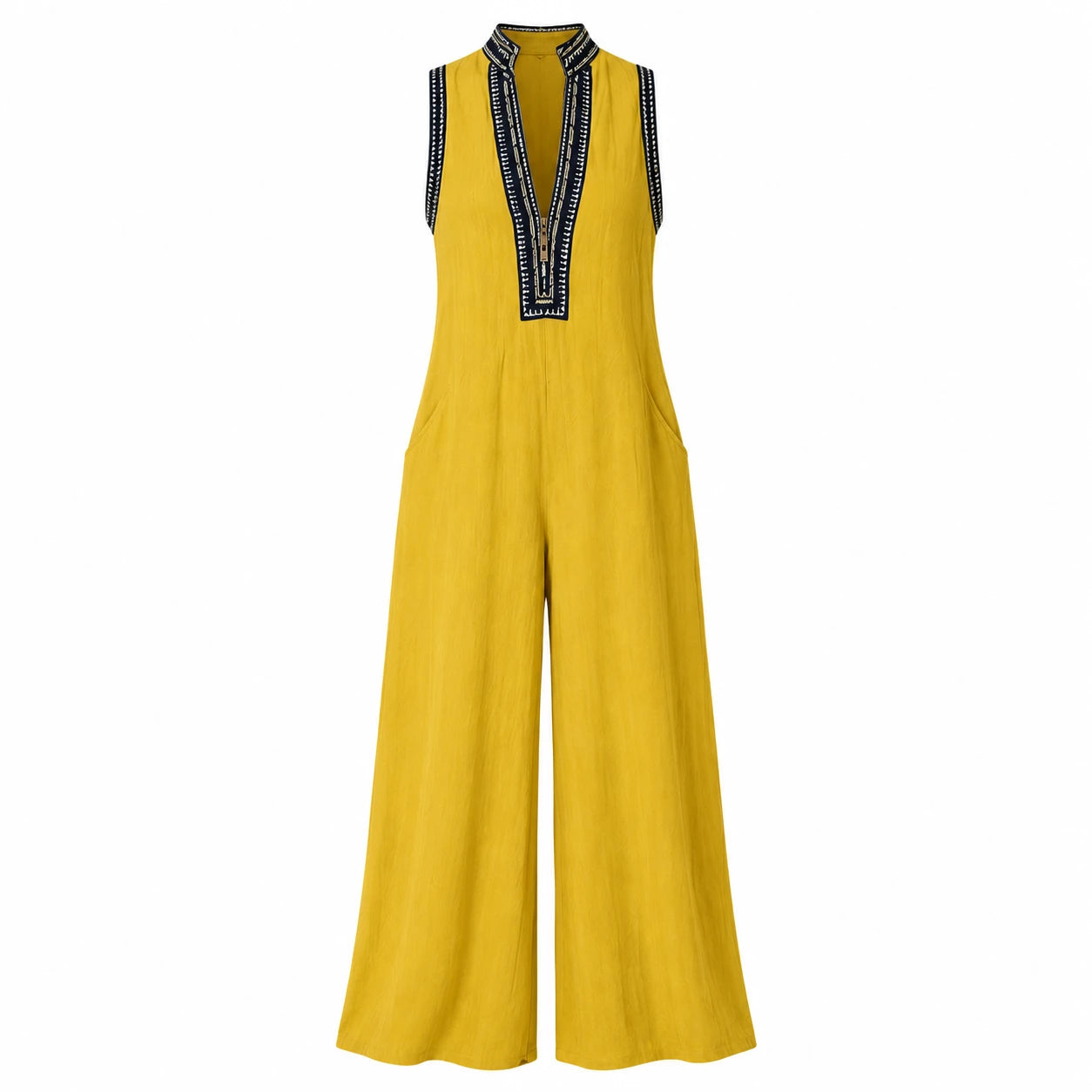 Contrast Trim Wide Leg Jumpsuit WHD0606216