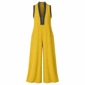 Contrast Trim Wide Leg Jumpsuit WHD0606216