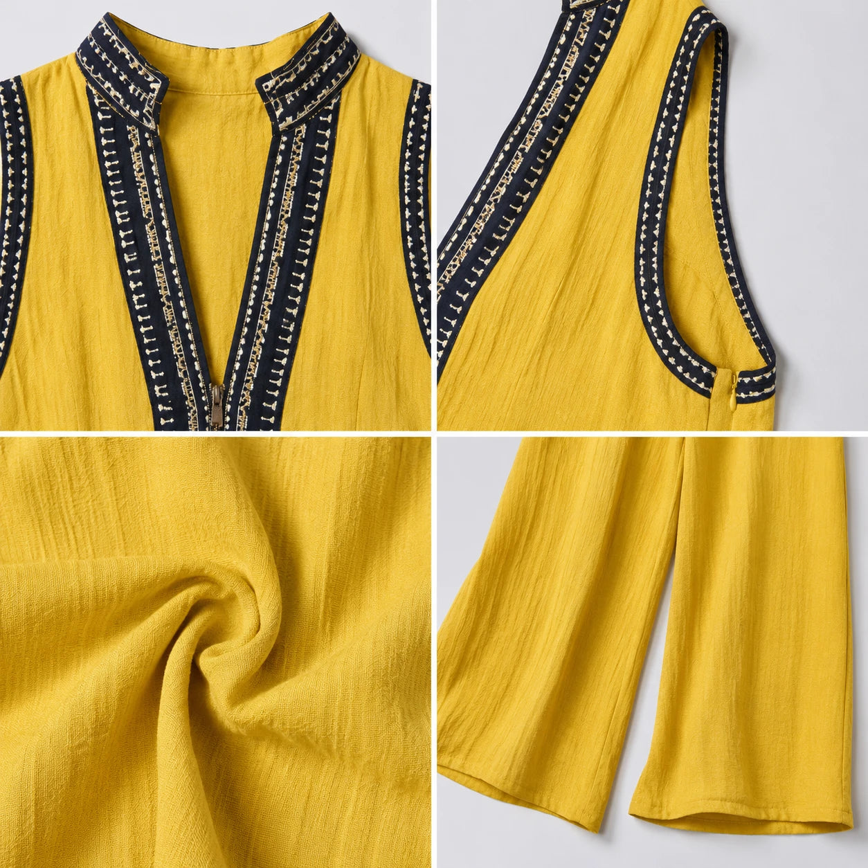 Contrast Trim Wide Leg Jumpsuit WHD0606216
