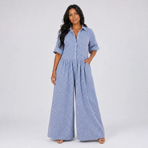 Gingham Wide Leg Jumpsuit WHD0606218