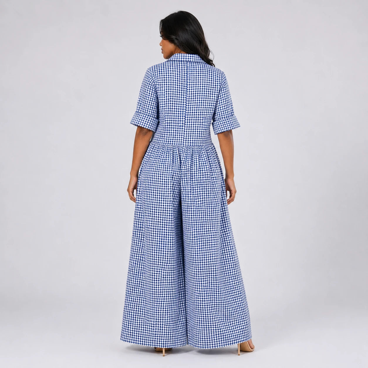 Gingham Wide Leg Jumpsuit WHD0606218