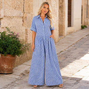 Gingham Wide Leg Jumpsuit WHD0606218