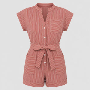 Striped Tie-Waist Romper WHD0606219