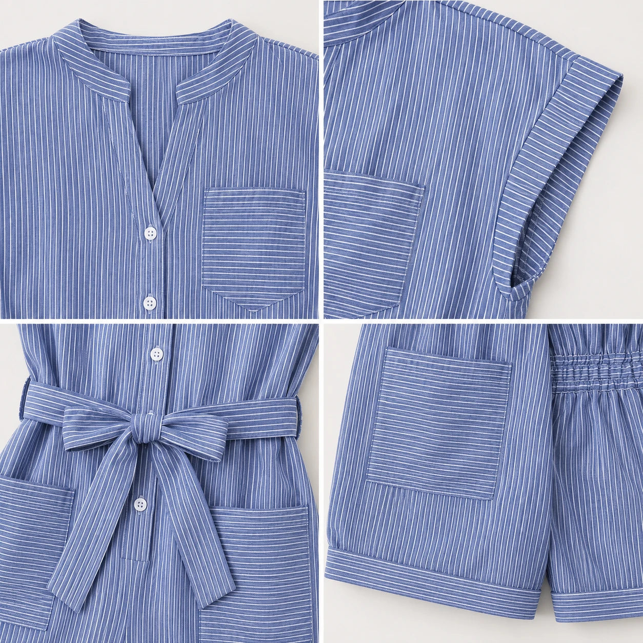 Striped Tie-Waist Romper WHD0606219