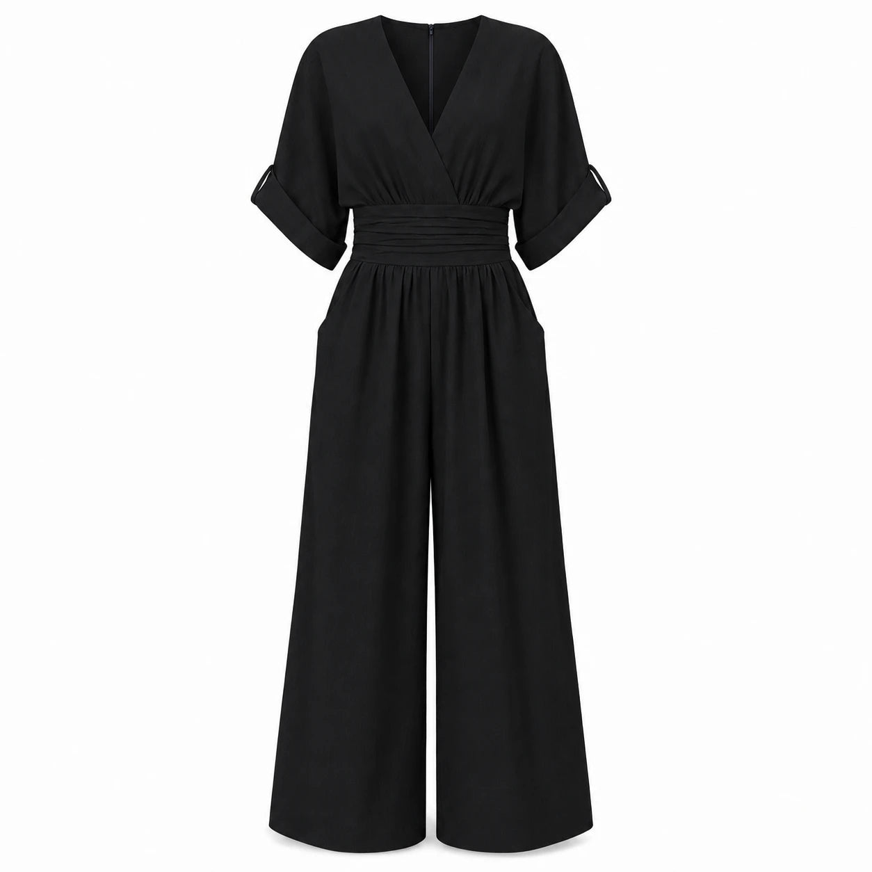 Sheer Overlay Black Jumpsuit WHD0606220