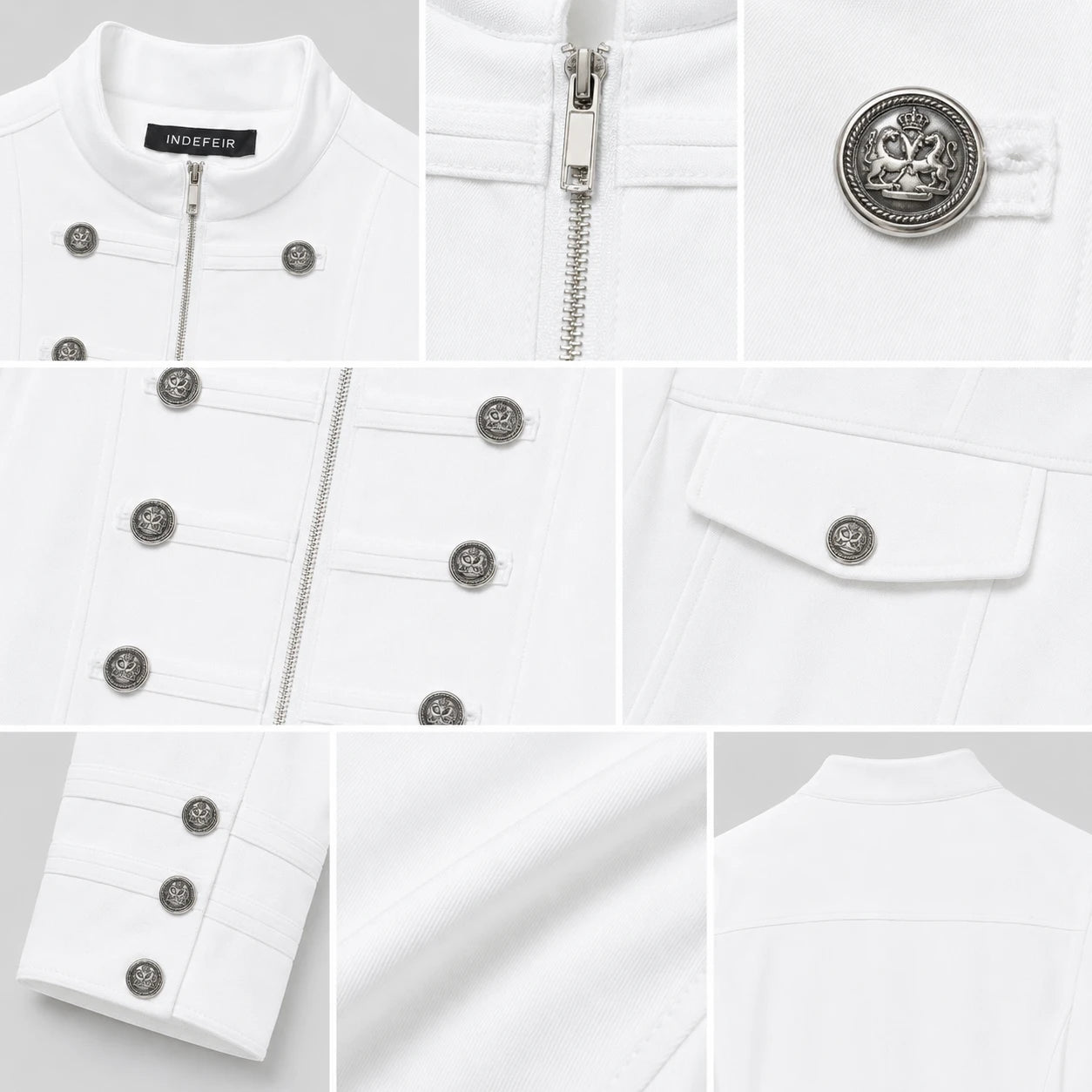 Military Button Zip Jacket WHD0606229