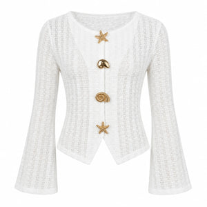 Shell Button Knit Cardigan WHD0606230