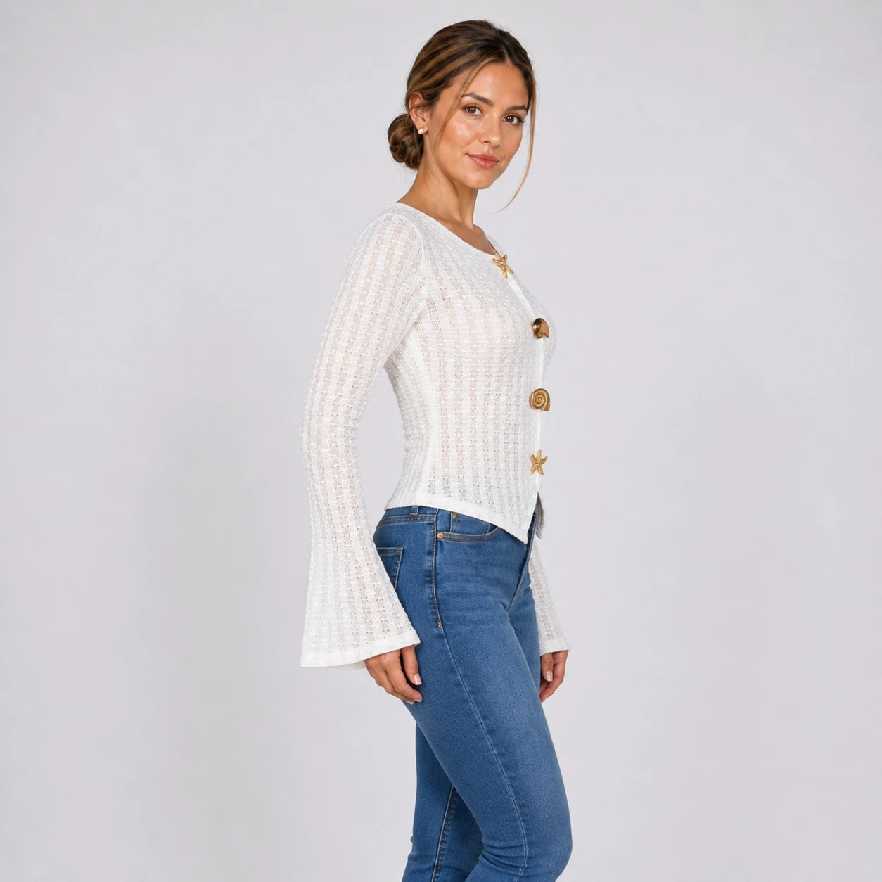 Shell Button Knit Cardigan WHD0606230