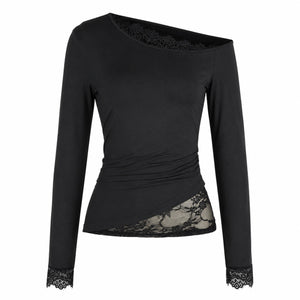 Asymmetric Lace Panel Top WHD0606231