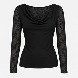 Lace Sleeve Cowl Top WHD0606235