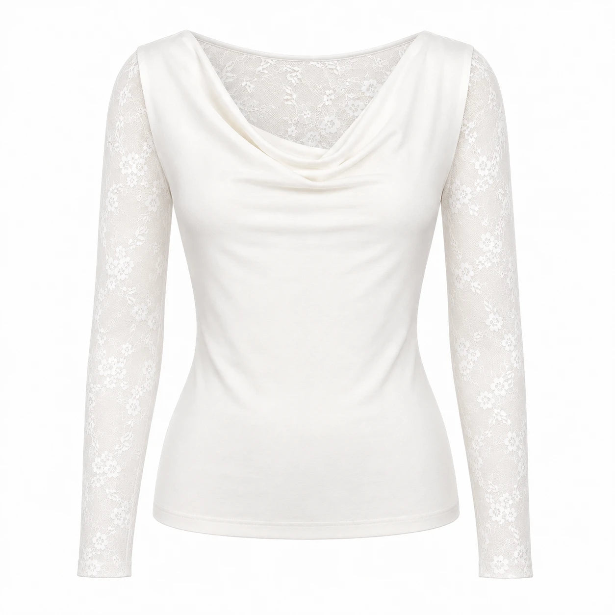 Lace Sleeve Cowl Top WHD0606235