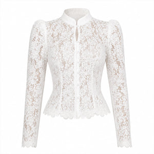 Scalloped Lace Button Blouse WHD0606236