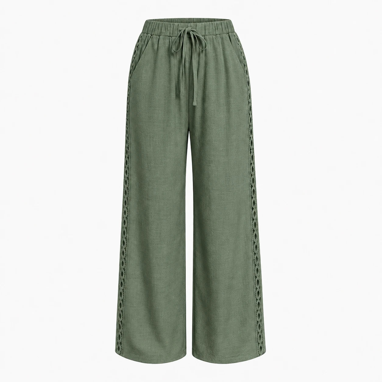 Lace Trim Drawstring Pants WHD0606240