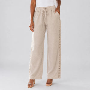 Lace Trim Drawstring Pants WHD0606240