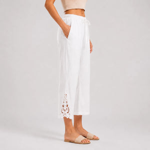 Lace Hem Drawstring Pants WHD0606242