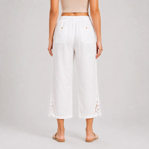 Lace Hem Drawstring Pants WHD0606242