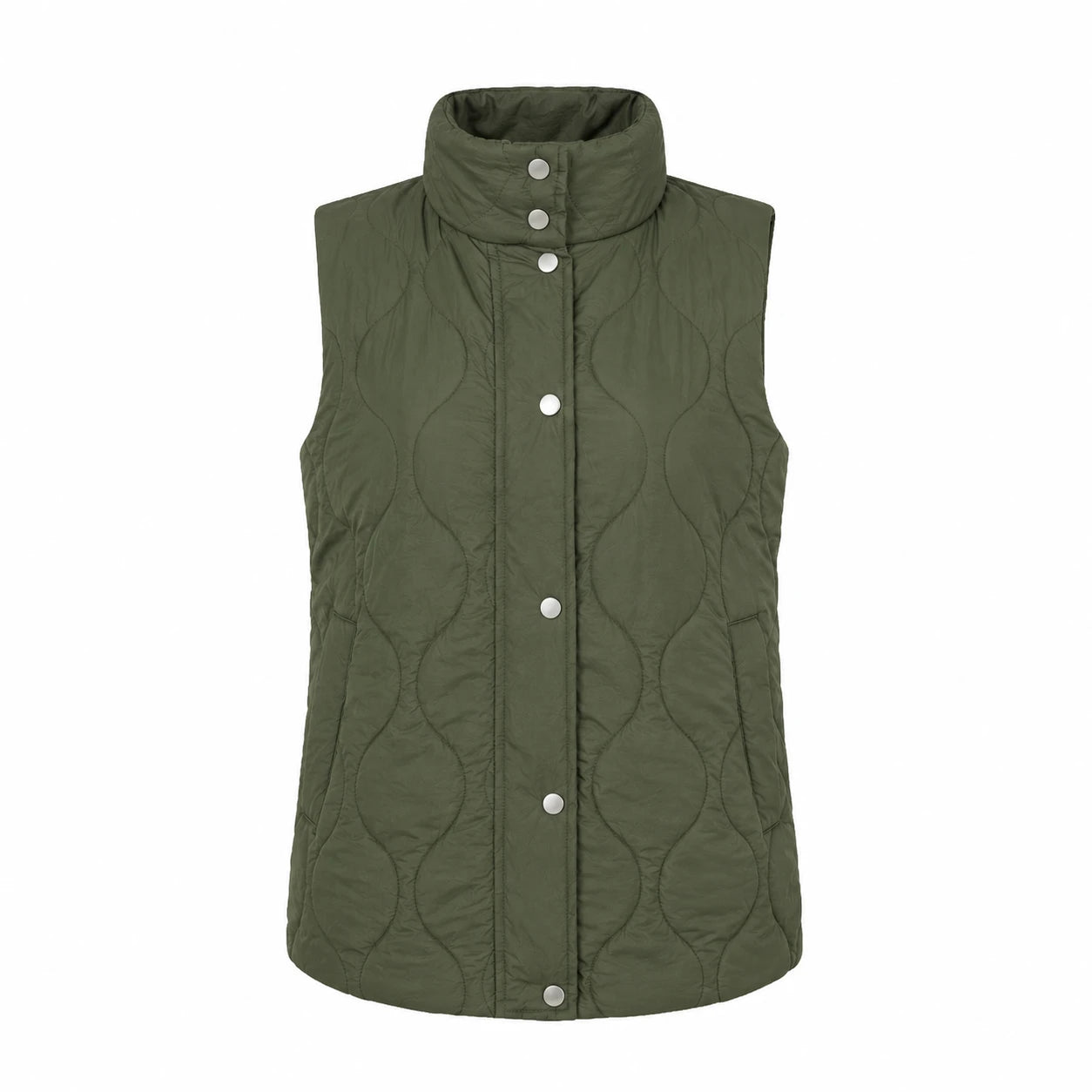 Olive Quilted Snap Vest WHD0606262