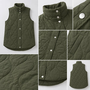 Olive Quilted Snap Vest WHD0606262