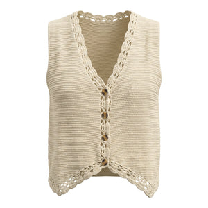 Crochet Button Front Vest WHD0606265