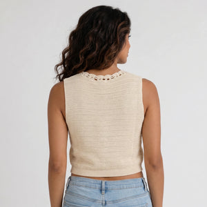 Crochet Button Front Vest WHD0606265